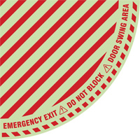 "Emergency Exit" Quarter Circle Swing Door Floor Sign, Adhesive, English with Pictogram Les Fournitures Industrielles Méga