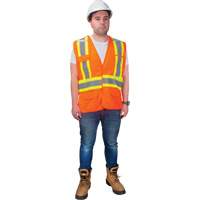 Veste d'arpenteur haute visibilit&eacute; conforme &agrave; la CSA, Orange haute visibilit&eacute;, Moyen, Polyester Les Fournitures Industrielles Méga