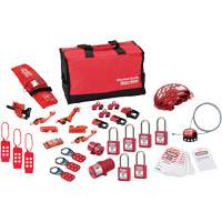 Trousse de cadenassage avec cadenas en thermoplastique de qualit&eacute; sup&eacute;rieure Zenex, Ensemble &eacute;lectrique/Vanne, 34 composants compris Les Fournitures Industrielles Méga