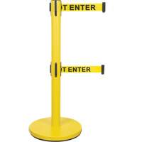 Dual Belt Crowd Control Barrier, Steel, 35" H, Yellow Tape, 7' Tape Length Les Fournitures Industrielles Méga
