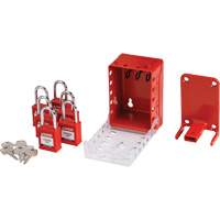 Boîte de cadenassage de groupe ultra compacte avec cadenas de s&eacute;curit&eacute; en nylon, Rouge Les Fournitures Industrielles Méga