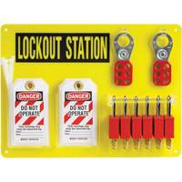 Lockout Board with Keyed Different Nylon Safety Lockout Padlocks, Plastic Padlocks, 6 Padlock Capacity, Padlocks Included Les Fournitures Industrielles Méga