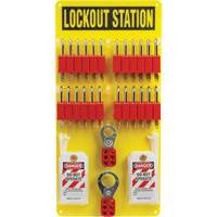Tableau de cadenassage et &eacute;tiquetage avec cadenas de s&eacute;curit&eacute; en nylon utilisant des cl&eacute;s diff&eacute;rentes, Cadenas Plastique, Capacit&eacute; de 24, Cadenas Compris Les Fournitures Industrielles Méga