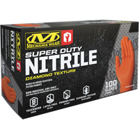 Gants robustes jetables, 9/Moyen, Nitrile, 8 mils, Sans poudre, Orange Les Fournitures Industrielles Méga