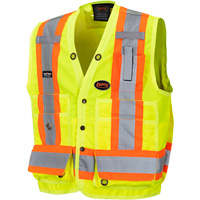 6693 Veste de s&eacute;curit&eacute; pour arpenteur, Jaune lime haute visibilit&eacute;, 2T-Grand, Polyester Les Fournitures Industrielles Méga