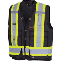 6692BK Surveyor's Safety Vest, Black, Medium, Polyester Les Fournitures Industrielles Méga