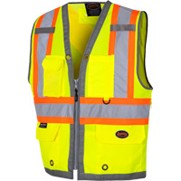 6673 Veste d'arpenteur au dos en maille avec fermeture &agrave; glissi&egrave;re, Jaune lime haute visibilit&eacute;, Petit, Polyester Les Fournitures Industrielles Méga