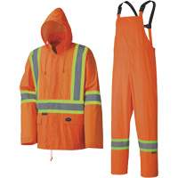 5598 Lightweight Waterproof Rain Suit, Polyester/PVC, Small, High Visibility Orange Les Fournitures Industrielles Méga