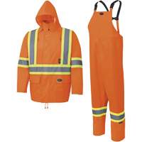 5618 150D Rain Suit, Polyester/Polyurethane, Large, High Visibility Orange Les Fournitures Industrielles Méga