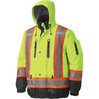 5201 Premium Breathable Waterproof Jacket, Polyester, Black/High Visibility Lime-Yellow, Large Les Fournitures Industrielles Méga