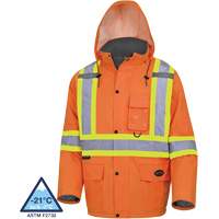 5030 Waterproof Quilted Safety Parka, High Visibility Orange, Small Les Fournitures Industrielles Méga