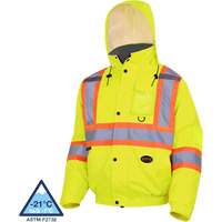 5033 Waterproof Winter Quilted Safety Bomber Jacket, Polyester, High Visibility Lime-Yellow, Small Les Fournitures Industrielles Méga