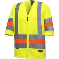 6019 Short-Sleeved Quebec Traffic Control Shirt, Polyester, X-Small, High Visibility Lime-Yellow Les Fournitures Industrielles Méga