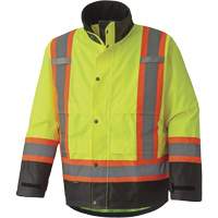 5401 300D Trilobal Ripstop Waterproof Safety Jacket, Polyester, Black/High Visibility Lime-Yellow, Large Les Fournitures Industrielles Méga
