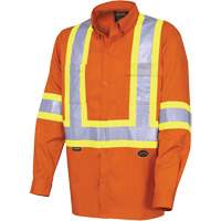 4441 Ultra-Cool Long-Sleeved Safety Shirt, Cotton, Small, High Visibility Orange Les Fournitures Industrielles Méga