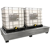 Ultra-Twin IBC Spill Pallet en acier, Capacit&eacute; de d&eacute;versement 370 gal. US, 103,8" x 26,8" x 51,1" Les Fournitures Industrielles Méga