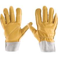 Gants tout cuir, 7/Petit, Paume en Cuir fleur, Poignet &eacute;lastique Les Fournitures Industrielles Méga