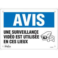 Enseigne  Surveillance vid&eacute;o , 7" x 10", Plastique, Français avec pictogramme Les Fournitures Industrielles Méga