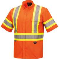 4442 Ultra Cool Short-Sleeved Safety Shirt, Cotton, Small, High Visibility Orange Les Fournitures Industrielles Méga
