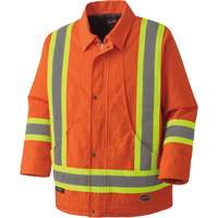 5537A Quilted Duck Safety Parka, High Visibility Orange, Small Les Fournitures Industrielles Méga
