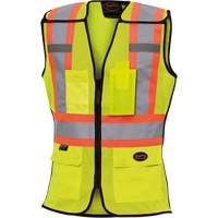 489 Women's High-Visibility Safety Tear-Away Vest, High Visibility Lime-Yellow, X-Small, Polyester Les Fournitures Industrielles Méga