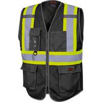 6959BK Tricot High-Visibility Safety Vest with Zipper Closure, Black, X-Small, Polyester Les Fournitures Industrielles Méga