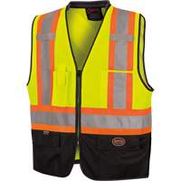 6895 High-Visibility Zip Front Bi-Colour Safety Vest, Black/High Visibility Lime-Yellow, 2X-Large/3X-Large, Polyester Les Fournitures Industrielles Méga