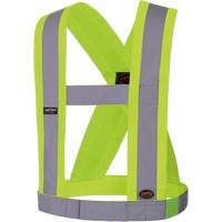 5493 High-Visibility 4" Wide Adjustable Safety Sash, Meets/Exceeds CSA Z96 Class 2 - Level 2, High Visibility Lime-Yellow, Silver Reflective Colour, One Size Les Fournitures Industrielles Méga