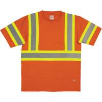 Chemise de s&eacute;curit&eacute; &agrave; manches courtes, Coton, T-petit, Orange haute visibilit&eacute; Les Fournitures Industrielles Méga