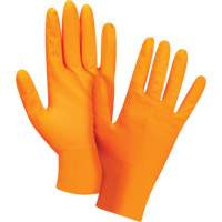 Gants d'examen de poids lourd &agrave; prise tactile, Petit, Nitrile, 8 mils, Sans poudre, Orange, Classe 2 Les Fournitures Industrielles Méga