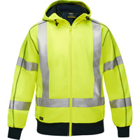 Bisley&reg; X-Back Full Zip Hooded Sweatshirt with Sherpa Lining, Small, High Visibility Lime-Yellow Les Fournitures Industrielles Méga