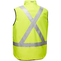 Bisley&reg; X-Back Reversible Puffer Vest, High Visibility Lime-Yellow, Small, Polyester Les Fournitures Industrielles Méga