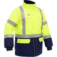Manteau pour le froid extr&ecirc;me avec bas bleu marin et X au dos Bisley, Polyester, Jaune lime haute visibilit&eacute;, Petit Les Fournitures Industrielles Méga