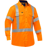 Bisley&reg; X-Back Long Sleeve Work Shirt with X-Airflow, Poly-Cotton, Small, High Visibility Orange Les Fournitures Industrielles Méga