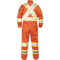 Fire-Resistant Coverall with High-Visibility Bands, Size Small, Orange Les Fournitures Industrielles Méga