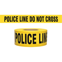 Ruban pour barricade de calibre entrepreneur "Police Line Do Not Cross", Anglais, 3" la x 1000' lo, 2 mils, Noir sur jaune Les Fournitures Industrielles Méga