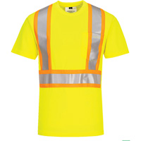 Contrast-Striped Safety T-Shirt, Polyester, Small, High Visibility Lime-Yellow Les Fournitures Industrielles Méga