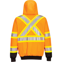Chandail de s&eacute;curit&eacute; &agrave; capuchon avec bandes contrastantes, Petit, Noir/Orange haute visibilit&eacute; Les Fournitures Industrielles Méga