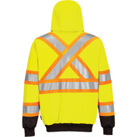 Chandail de s&eacute;curit&eacute; &agrave; capuchon avec bandes contrastantes, Petit, Noir/Jaune lime haute visibilit&eacute; Les Fournitures Industrielles Méga