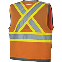 Veste de s&eacute;curit&eacute; pour arpenteur Pioneer avec fermeture &agrave; glissi&egrave;re et dos en maille, Orange haute visibilit&eacute;, Petit, Polyester Les Fournitures Industrielles Méga
