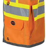 Veste de s&eacute;curit&eacute; pour arpenteur Pioneer avec fermeture &agrave; glissi&egrave;re et dos en maille, Orange haute visibilit&eacute;, Petit, Polyester Les Fournitures Industrielles Méga