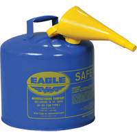 Safety Can for Kerosene with Funnel, Type I, Galvanized Steel, 5 US gal., Blue, FM Approved/UL/ULC Listed Les Fournitures Industrielles Méga