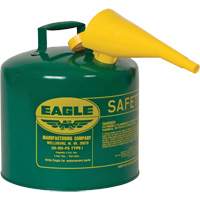 Safety Can for Combustibles with Funnel, Type I, Galvanized Steel, 5 US gal., Green, FM Approved/UL/ULC Listed Les Fournitures Industrielles Méga