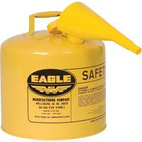 Safety Can for Diesel with Funnel, Type I, Galvanized Steel, 5 US gal., Yellow, FM Approved/UL/ULC Listed Les Fournitures Industrielles Méga