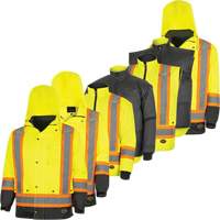 Parka de s&eacute;curit&eacute; d'hiver imperm&eacute;able 7-en-1 5057 Pioneer Yukon, Polyester, Noir/Jaune lime haute visibilit&eacute;, T-petit Les Fournitures Industrielles Méga
