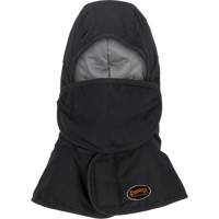 Doublure matelass&eacute;e ignifug&eacute;e Pioneer 765A pour casque de s&eacute;curit&eacute; avec un long cou et embout buccal amovible, Noir/Gris, Coton/FR-Tech/Modacrylique/Nylon Les Fournitures Industrielles Méga