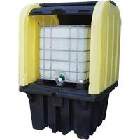 Palette anti-d&eacute;versement jaune &agrave; couvercle rigide roulant, 65" lo x 65" la x 101" h, Capacit&eacute; de charge 5000 lb Les Fournitures Industrielles Méga
