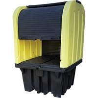 Palette anti-d&eacute;versement jaune &agrave; couvercle rigide roulant, 65" lo x 65" la x 101" h, Capacit&eacute; de charge 5000 lb Les Fournitures Industrielles Méga