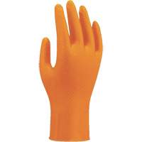Gants jetables haute visibilit&eacute; 709HVO, 7/Petit, Nitrile, 8 mils, Sans poudre, Orange Les Fournitures Industrielles Méga