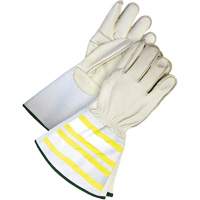 Gants utilitaires haute visibilit&eacute; avec manchette de 6,25", Petit, Paume en Cuir fleur de vache Les Fournitures Industrielles Méga